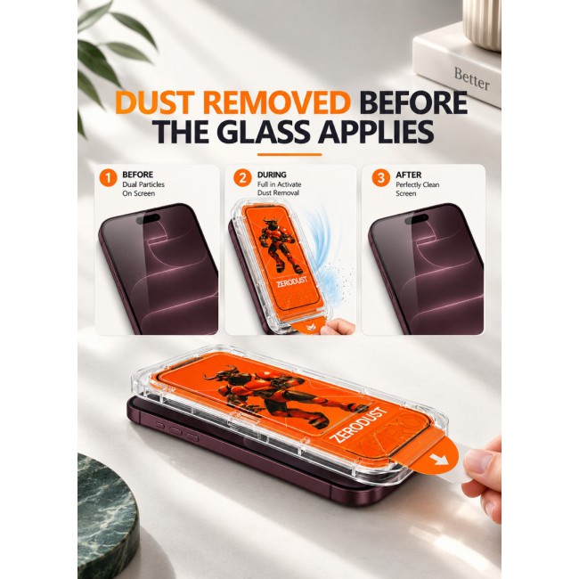 ZERODUST For iPhone 18 Pro Magic Tool 3D Tempered Glass Screen Protector - Full Coverage Auto-Alignment Installation Kit, Anti-Scratch &amp; HD Clear