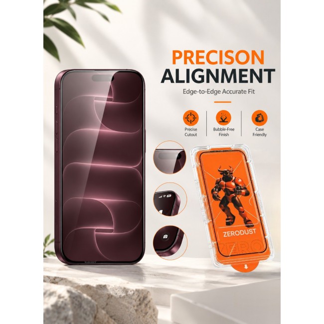 ZERODUST For iPhone 18 Pro Magic Tool 3D Tempered Glass Screen Protector - Full Coverage Auto-Alignment Installation Kit, Anti-Scratch &amp; HD Clear