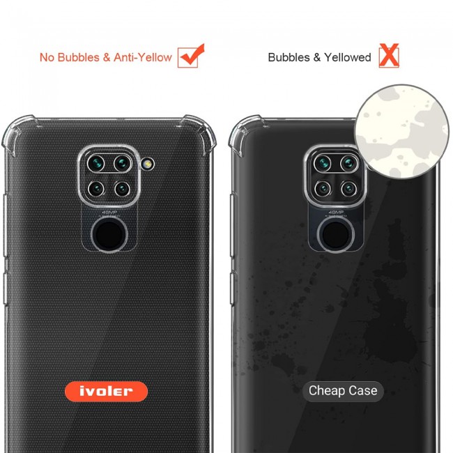 CATANES For Xiaomi Redmi Note 9 Case Cover Clear Protective TPU Four Corners Cover Transparent Soft Case