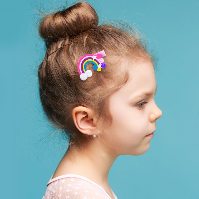 CATANES 6 Packs For Hair Clips Cloud Ornaments Colourful Flatback Polymer Rainbow Cloud Clips - 10
