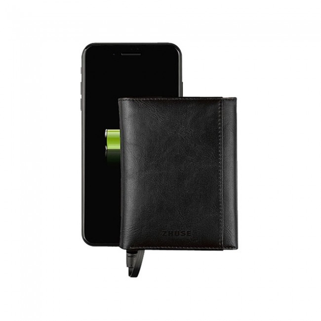 Zhuse 4000mAh Power bank and Card Holder Leather Wallet Universe Series - Black