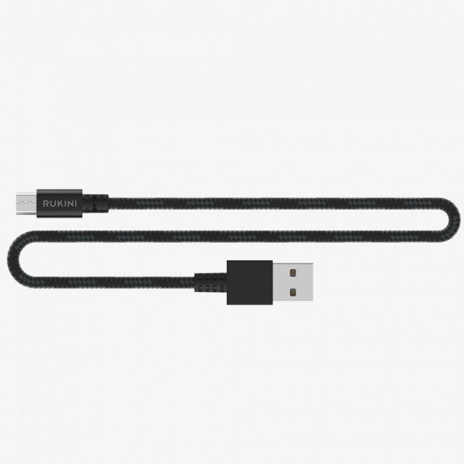 Rukini Micro USB Cable RCANBM Nylon Braided 1m / 3.3ft – Black , Silver