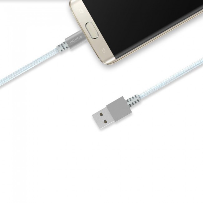 Rukini Micro USB Cable RCANBM Nylon Braided 1m / 3.3ft – Black , Silver