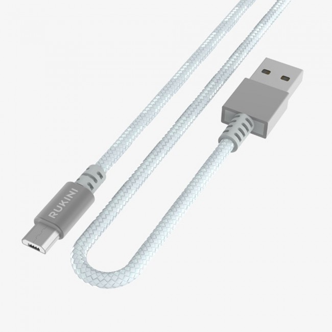Rukini Micro USB Cable RCANBM Nylon Braided 1m / 3.3ft – Black , Silver