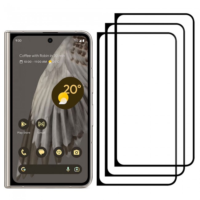 CATANES 3 Pack for Google Pixel Fold Mobile Phones Screen Protector 3D Tempered Glass Protective Film