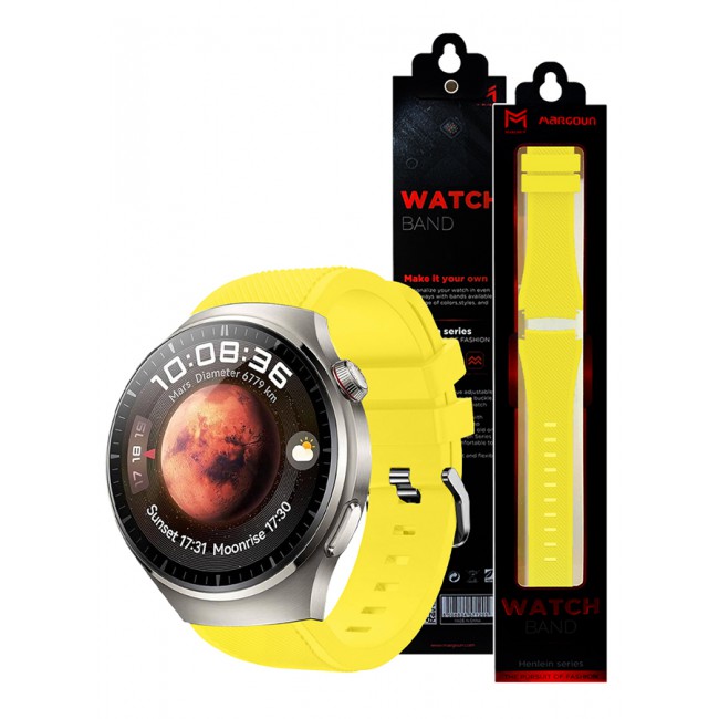 MARGOUN Silicone Watch Band 22mm Sport Band Compatible with Huawei Watch 4 Pro Strap Replacement Wristbands Soft and Durable Yellow