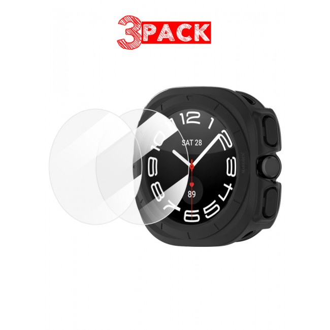 MARGOUN for Samsung Galaxy Watch 7 Ultra 3 Pack Case and 2 Screen Protectors Hard PC Bumper Set Frame protection around The perimeter, not covering The screen Black