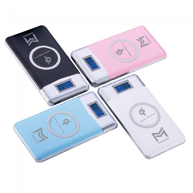 Margoun 12000mAh Qi Fast Charging Dual USB Wireless Power Bank - White