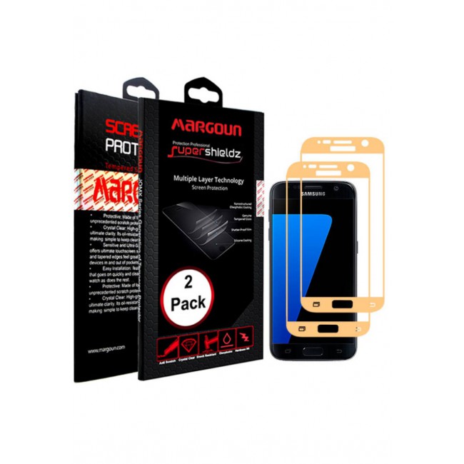 Margoun 2-Pack 5D Screen Protector for Samsung Galaxy S7- Gold