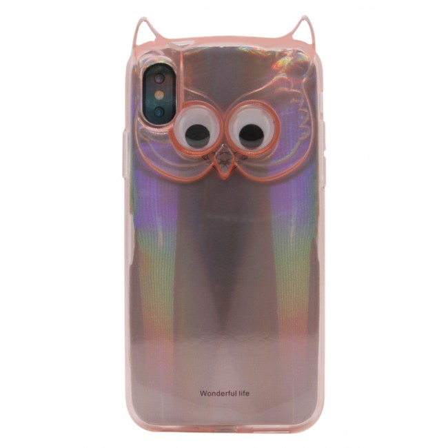 Margoun Owl Series for Apple iPhone X (5.8 inch) Tempered Back Cover Cute Cartoon Case with Strap 