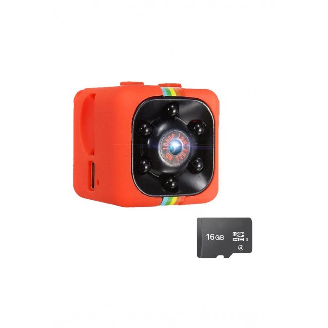 Mini DVR Camera Recorder SQ11 Night Vision 1080P with 16GB Memory Card - Red
