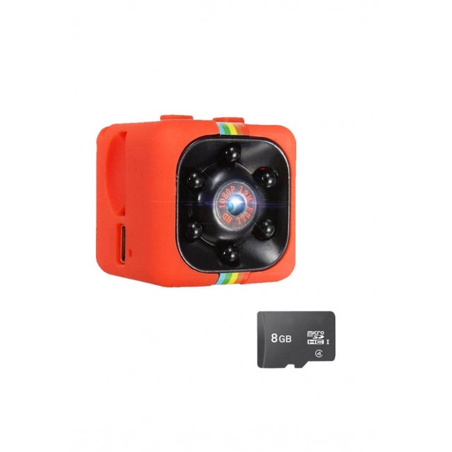 Mini DVR Camera Recorder SQ11 Night Vision 1080P with 8GB Memory Card - Red