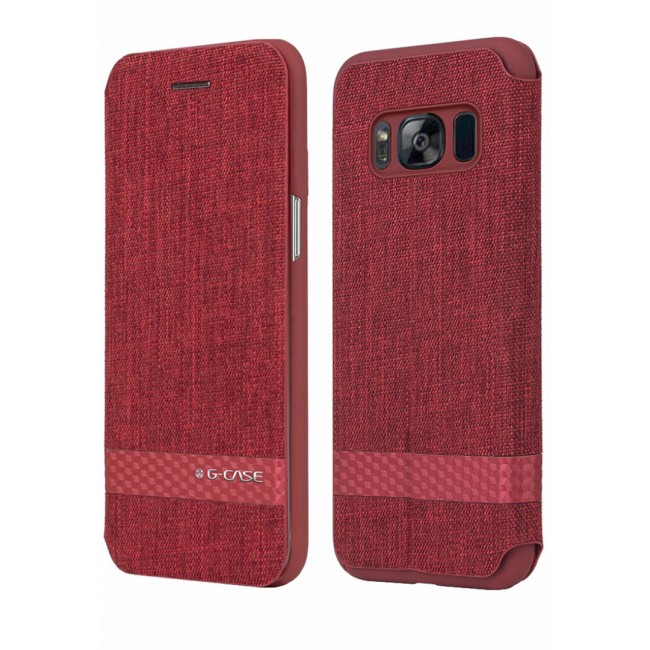 G-case Premium Nylon Flip Wallet Case for Samsung Galaxy S8 in Red