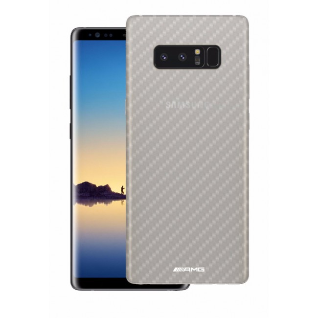 AMG Samsung Galaxy Note 8 Carbon Fiber Texture Case Cover - Clear White