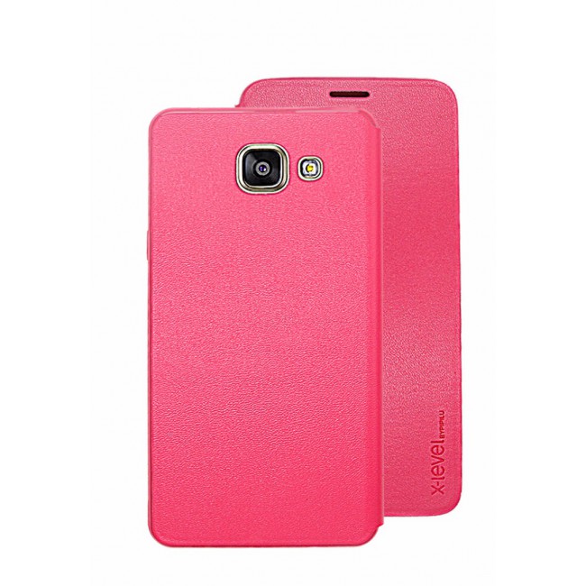 X-Level FIB Color Leather Flip Case Cover Stand with Back Cover for Samsung Galaxy A5 2017 - Rose Red