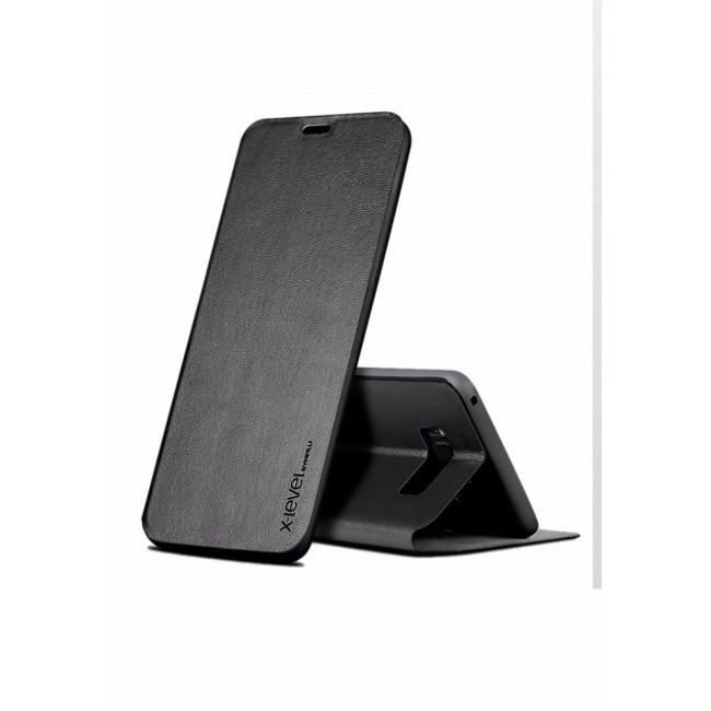 X-Level FIB Color Leather Flip Case Cover for Samsung Galaxy S8 Plus - Black