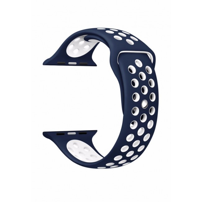 Apple Watch Band 38-40-41mm Silicone Nike Design Strap Henlein Series by Margoun - Blue White