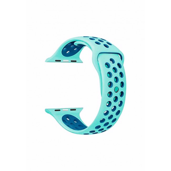 Apple Watch Band 38-40-41mm Silicone Nike Design Strap Henlein Series by Margoun - Turquoise Green Blue
