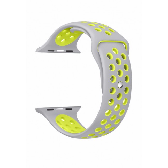 Apple Watch Band 38-40-41mm Silicone Nike Design Strap Henlein Series by Margoun- Silver Green