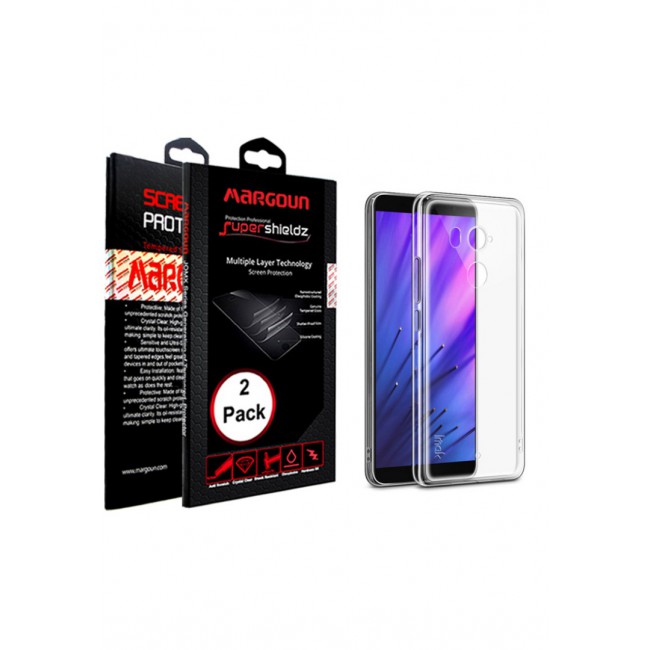 Margoun 2-Pack for HTC U11 Plus Screen Protector and Clear TPU Case