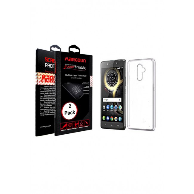 Margoun 2-Pack for Lenovo K8 Plus 5.2 Inch Screen Protector and Clear TPU Case