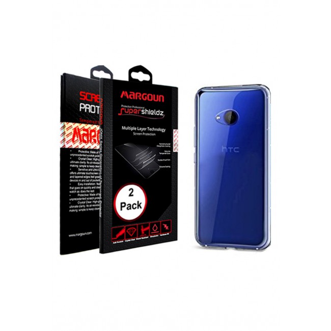 Margoun 2-Pack for HTC U11 Life Screen Protector and Clear TPU Case