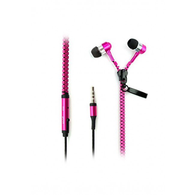 Margoun Zipper In-Ear Headphone with Mic - Pink
