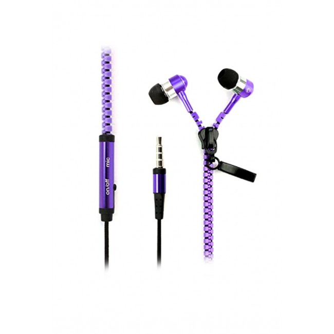 Margoun Zipper In-Ear Headphone with Mic - Purple