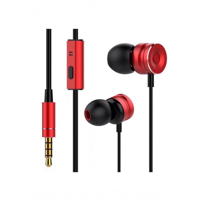 LAPAS A3 Subwoofer In-Ear Headphones with Mic (NFT) - Red