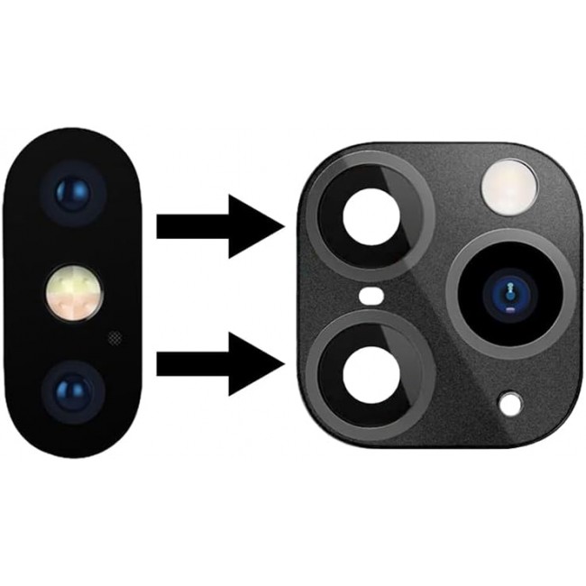 MARGOUN For iPhone X XS Camera Lens Camera Upgrade Protective Lens Change iPhone X XS to 11 Pro 11 Pro Max (Black, 1)