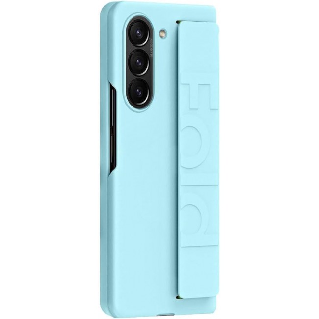 MARGOUN For Samsung Galaxy Z Fold 5 Case Silicone Grip Cover with Wrist Strap Holder (Sky blue)