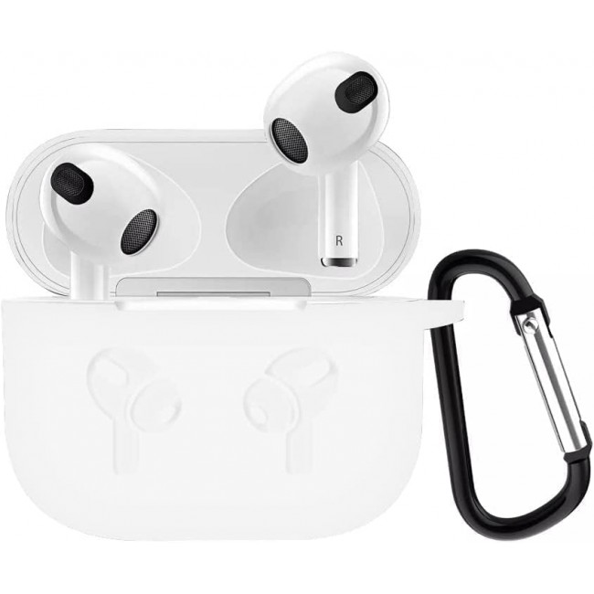CATANES 2 Pack for Airpods 3 Case Cover Silicone with Clip, Airpods 3 Case 2021 3rd Generation (White/Blue)