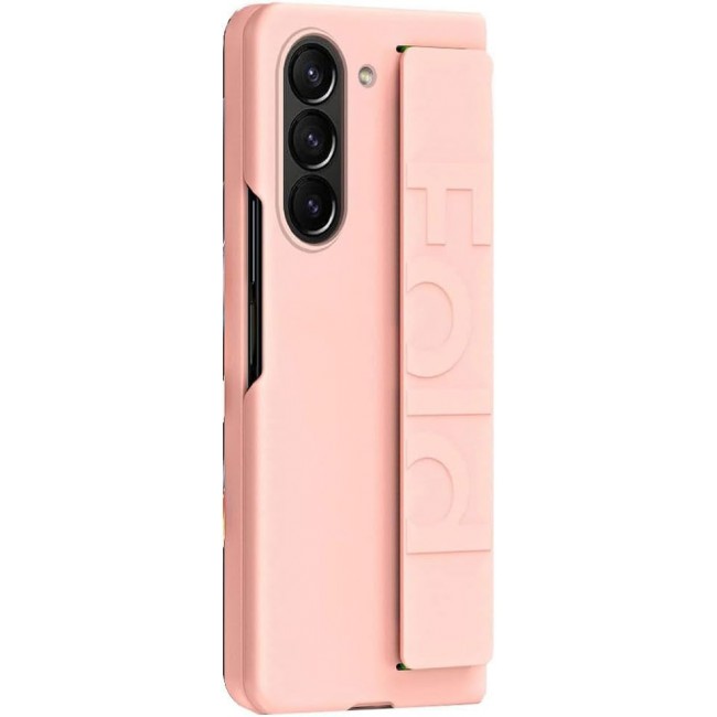 MARGOUN For Samsung Galaxy Z Fold 5 Case Silicone Grip Cover with Wrist Strap Holder (Pink)