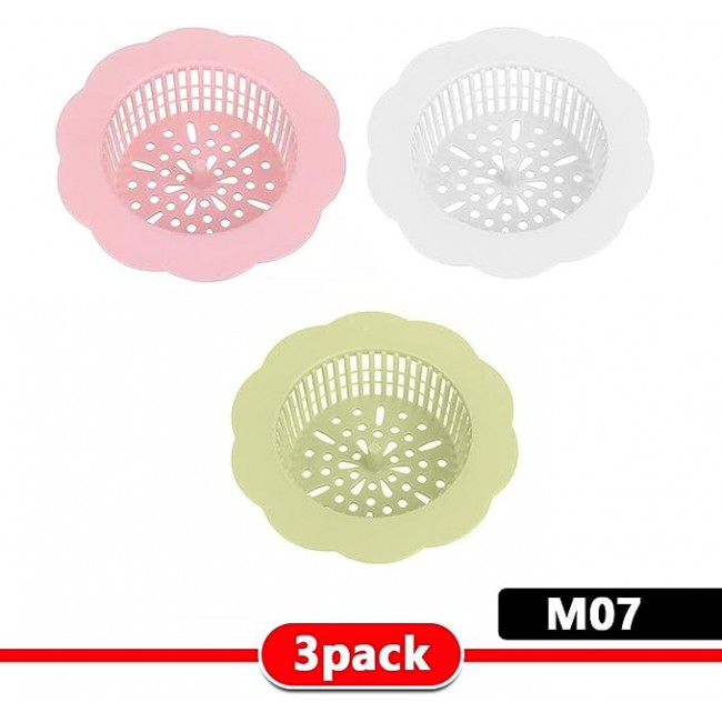 MARGOUN 3 Pack Sink Filter Hard Plastic Strainer Drain Hair Catcher, Flower Bathroom Shower Sink Stopper Filter for Kitchen Bathroom Tub (3 pack A)