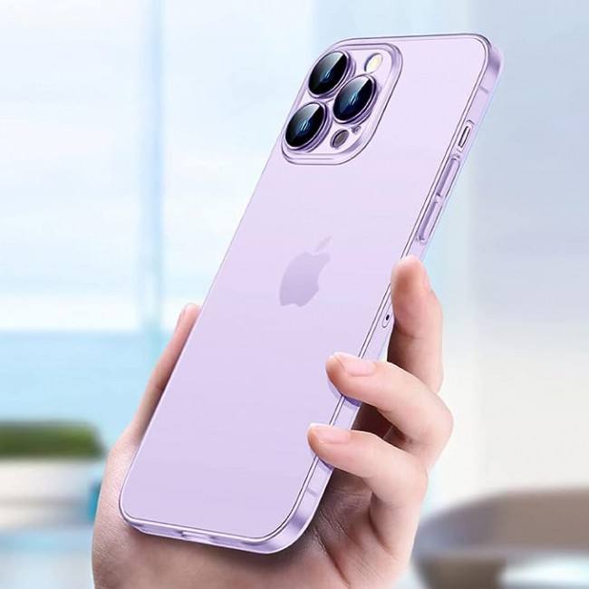 MARGOUN For iPhone 14 Pro Case Frosted Translucent Ultra Slim Cover Anti-Slip Camera Lens Protection (14 pro purple)