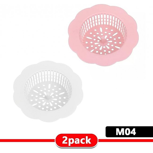 MARGOUN 2 Pack Sink Filter Hard Plastic Strainer Drain Hair Catcher, Flower Bathroom Shower Sink Stopper Filter for Kitchen Bathroom Tub (2 pack A)