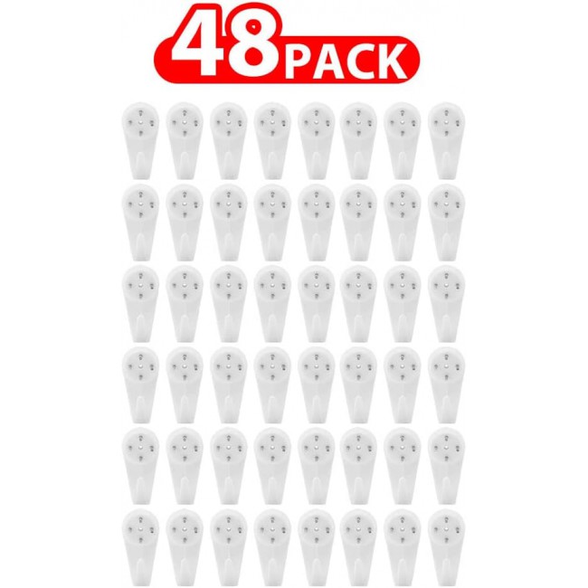 MARGOUN Plastic Hardwall Hanger Hooks Concrete Hanging Hooks Invisible Nail Wall Hooks Wall Mount Non-Mark Hooks (Large, 48)
