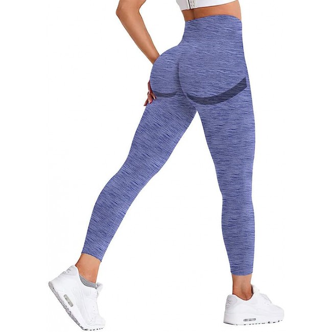 Women Leggings High Waist Mid Blue Yoga Pants Tummy Control