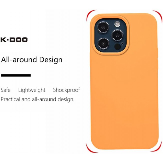 K-Doo iCoat Liquid Silicon Case for iPhone 13 Pro Anti-Shock Mobile Cover Original Gel Back Case (iPhone 13 Pro, Orange)