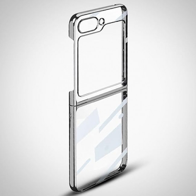 MARGOUN For Samsung Galaxy Z Flip 5 Case Slim Lightweight Electroplated Frame Folding Shockproof Protection Hard Cover (Z Flip 5 Silver)