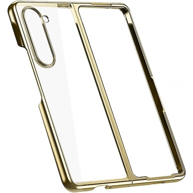 MARGOUN For Samsung Galaxy Z Fold 5 Case Slim Lightweight Electroplated Frame Folding Shockproof Protection Hard Cover (Z Fold 5 Gold)