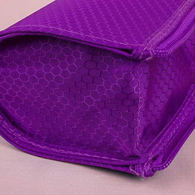 MARGOUN Make-up Brush Holder Organizer Bag, Pencil Pen Case Organizer Bag Clear Plastic Cosmetic Zipper Pouch Small Toiletry Stationery Bag with Divider (Purple)