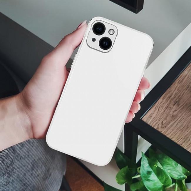 MARGOUN for iPhone 14 Plus Case Cover Electroplated Hard Glossy Case with Camera Protection (iPhone 14 Plus, White)