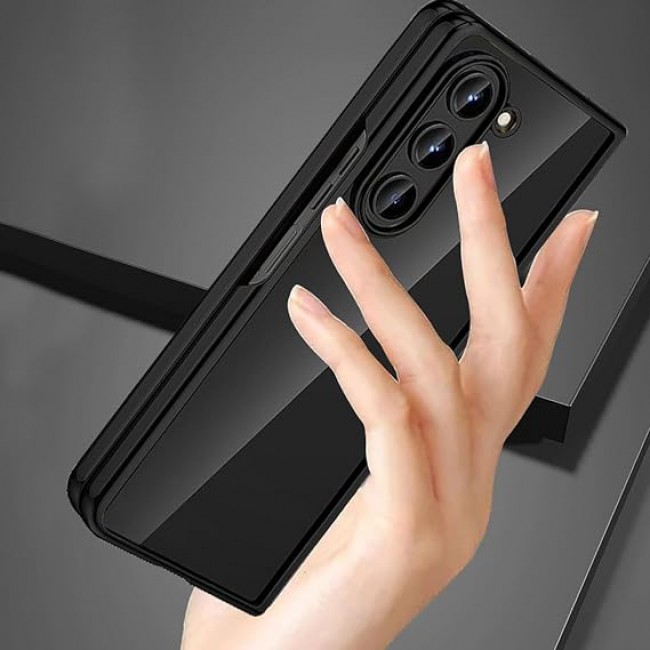 MARGOUN For Samsung Galaxy Z Fold 5 Case Slim Lightweight Electroplated Frame Folding Shockproof Protection Hard Cover (Z Fold 5 Black)