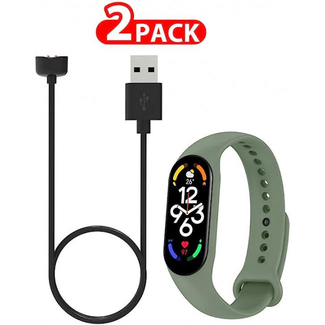 MARGOUN 2 Pack for Xiaomi mi band 7 Strap Silicone Watch Band with Charger Cable Magnetic USB Fast Charger -06