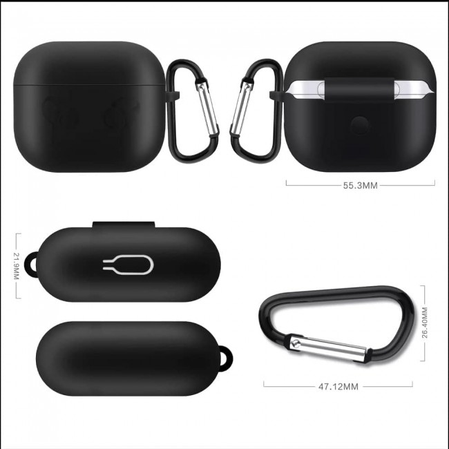 CATANES 3 Pack for Airpods 3 Case Cover Silicone with Clip, Airpods 3 Case 2021 3rd Generation (Black/Blue/White)