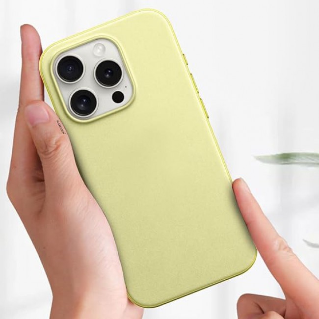 MARGOUN For iPhone 15 Pro Finewoven Case Compatible with MagSafe Shockproof Protective Slim Cover (Butter Yellow)