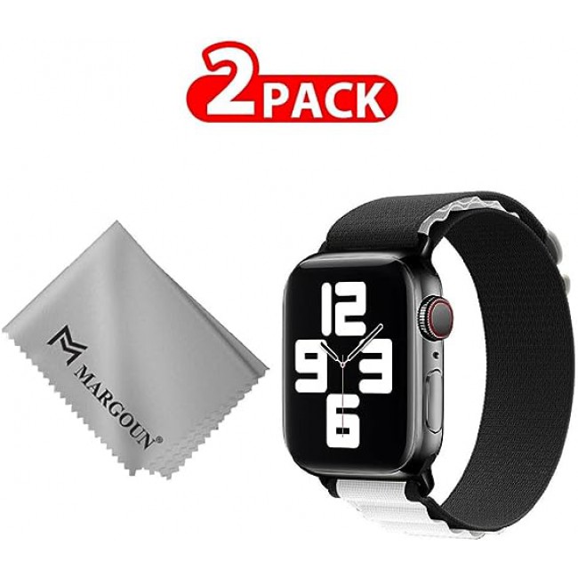 MARGOUN For Apple Watch Band 49mm 45mm 44mm 42mm Alpine Nylon Woven Sport Strap With Microfiber Cleaning Cloth Compatible For iWatch Series 8/7/SE/6/5/4/3/2/1 - B13