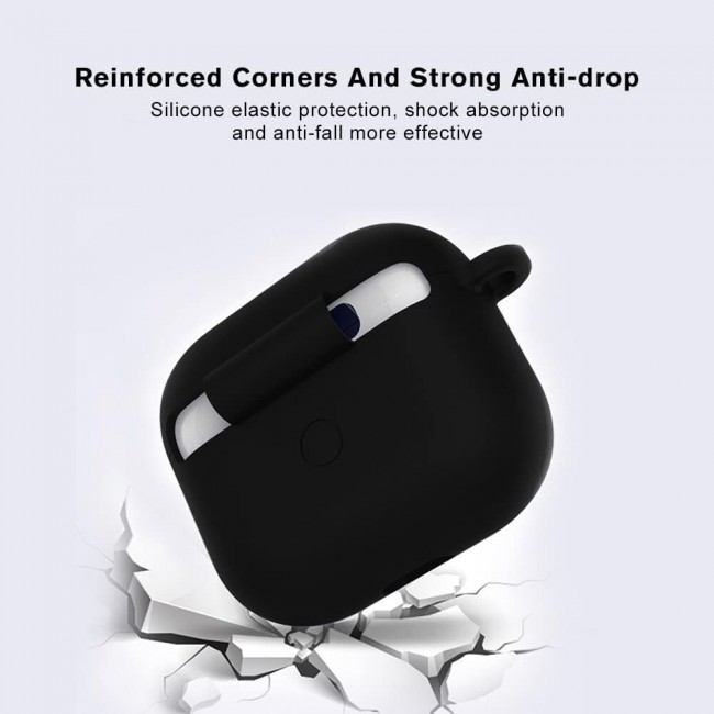 CATANES for Airpods 3 Case Cover Silicone with Clip, Airpods 3 Case 2021 3rd Generation (black)
