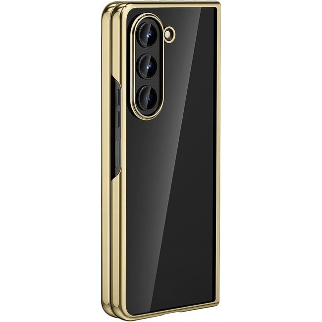 MARGOUN For Samsung Galaxy Z Fold 5 Case Slim Lightweight Electroplated Frame Folding Shockproof Protection Hard Cover (Z Fold 5 Gold)